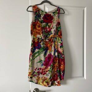 Draped floral silk cocktail dress Suzi Chin for Maggy Boutique